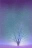 Placeholder: a background of softly blended blues, greys, silvers, and whites with distant, twinkling stars in the sky, an a circle moon casting a soft glow of light on a foreground of a field of various flowers surrounding a tree of life