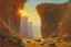 Placeholder: sunny day, planet in the sky, rocks, cliffs, sci-fi, friedrich eckenfelder impressionism paintings