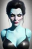 Placeholder: Lene Nystrøm as evil queen in black leather, busty, cleavage, voluptuous, Aqua Lene, angry, stern look. character design by cory loftis, fenghua zhong, ryohei hase, ismail inceoglu and ruan jia. unreal engine 5, artistic lighting, highly detailed, photorealistic, fantasy