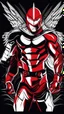 Placeholder: Dragman art illustration black background red and white color full body