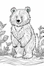 Placeholder: b/w outline art for kids coloring book page Animal-themed, coloring pages, hd bear in it's Habitat, full white, adults style, white background, whole body, Sketch style, full body (((((white background))))), only use outline., cartoon style, line art, coloring book, clean line art, Sketch style, line-art