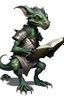 Placeholder: kobold from dungeons and dragons, grey diamond - shaped scales, big magic book