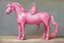 Placeholder: Big pink plastic toy horse.19th painting