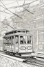 Placeholder: coloring page for kids, cable car, thick outline, low details, no shading, no color