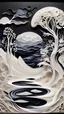 Placeholder: Beautiful white and dark quilled textured landscape. Surrealism, futuristic, aesthetic - full view no frame elegant extremely detailed fantasy intricate very attractive fantastic view crisp quality Picasso water colour John James Audubon