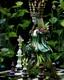 Placeholder: Rennasance style surreali voidcorele shamanism rennaisance floral garden chess figurine on a headdress chess portrait adorneand chess board maquette covered rennaisance style heqddress on moss covered rennasance garden chess figures maquette woman Portrait miniature chessboard headdress with rennaisace watrrfalls flows down from floral petals maquette miniature irridescent gradient aand bioluminescense green colours carnival. Style Golden rennaisance miniature garden and flowers chess board and