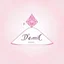 Placeholder: Create a logo with the name Deniz Boutique, inspired by diamond dresses, with the symbol of the dress, baby pink