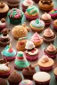 Placeholder: surrealistic image of toys baking and decorating delicious treats in a toy-sized bakery. You can have toy chefs decorating cupcakes, rolling out dough for cookies, and frosting cakes. Surround them with an assortment of mouth-watering pastries and candies.