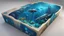 Placeholder: subnautica box with a drawn biom and creatures from a deep ocean on the box, leviathan ,kyanite ,very realistic