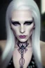 Placeholder: a woman white hair luxury stlye tatto in a street