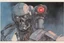 Placeholder: retro anime style, full color, dark serious 1980s anime terminator like robot, moebius artist, magic, watercolor,