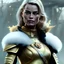 Placeholder: only margot robbie, fly hair, mist around, highly realistic, highly detailed, warrior armor, mist around, smoke