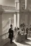 Placeholder: llustrate the presidential box on the balcony level, portraying Abraham Lincoln, his wife, and their guests as they enjoy the play. Highlight the vulnerability of Lincoln without proper security, setting the stage for the impending tragedy