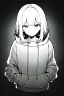 Placeholder: thoughtful girl in a loose sweatshirt, line arts, greyscale,