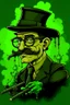 Placeholder: A man made of green slime wearing Groucho Marx glasses, leather armor and a fedora. He is wielding a crossbow.