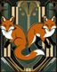 Placeholder: Drawing of two art deco foxes ultra quality