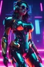 Placeholder: Beautiful woman robotic fullybody ,headphone with sunglasses colorsfull ,background neon light