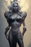 Placeholder: Pamela Anderson as evil queen in black leather, leather, busty, cleavage, angry, stern look. character design by cory loftis, fenghua zhong, ryohei hase, ismail inceoglu and ruan jia. unreal engine 5, artistic lighting, highly detailed, photorealistic, fantasy