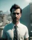 Placeholder: Realistic image, hybrid character, minimal muppet head, man body, human arms and hands, Shirt and tie, concept art, Wes Anderson style, smooth, unreal engine 5, god lights, ray tracing, RTX, lumen lighting, ultra detail, volumetric lighting, 3d, finely drawn, high definition, 4k.