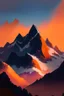 Placeholder: basic paint of big rock mountains with and orange dawn sky with no clouds close montains