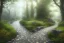 Placeholder:  winding stone path lit river