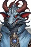 Placeholder: blue dragonborn sorcerer with red eyes