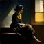 Placeholder: woman seating down, dark, Albert Eckhout