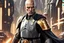 Placeholder: star wars bald male corellian jedi pilot wearing black and gunmetal grey old republic armored robes with gold trim, alone, battle-ready Jedi Master defending a ruined ancient city surrounded by golden light, centered head and shoulders portrait, hyperdetailed, dynamic lighting, hyperdetailed background, 8k resolution, volumetric lighting, light skin, fully symmetric details