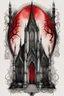 Placeholder: Create a captivating modern 2d black and red ink tattoo design for print , prestigious Gothic Church using the elegant influences of Gothic art style, for print, dynamic elements from fashion and design, and bold Gothic art aesthetics, framing centered in the center, distanced from the edges of the paper perimeter, perfect anatomy, bauhaus, Divine Proportion,