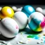 Placeholder: White balls with colors painted on them