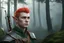 Placeholder: dnd character art of a elf with bow, male, young, slim face, mohawk hairstyle, copper hair, misty forest in the background, high resolution cgi, 4k, unreal engine 6, high detail, cinematic.