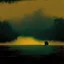 Placeholder: nyctophobia seascape, by VS Gaitonde, mind-bending illustration; asymmetric, warm colors, dark background