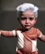 Placeholder: Pedro almodovar toddler, full body, white hair, dramatic lighting, hyper realistic