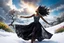 Placeholder: The camera zooms in, focusing sharply on very beautiful black godus girl with make up Lily wearing pretty dress as she dances gracefully in the same romantic environment with flowers and sky with nice clouds. Her joy and youth are presented against the backdrop of the surreal surroundings.a snow covered tree sitting on top of a snow covered slope, detailed swirling water tornado, national geographic footage, inspired by Sim Sa-jeong, by Huang Tingjian, still from a 2015 pixar movie, infrared ca