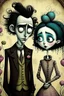 Placeholder: tim burton style characters man woman love vintage framed antique texture