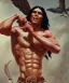 Placeholder: native american warrior, long black hair, big muscles, looking up, mouth wide open, scream face, shirtless