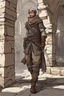 Placeholder: male human rogue adventurer in a medieval city