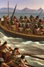 Placeholder: [egypt, end of Bronze Age, Philistines] Philistines' warriors on Sea peoples' ship as described by Wachsmann, in To the Sea of the Philistines.