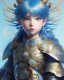 Placeholder: Detailed anime child girl, blue hair, dragon scale armour, intricate details, full body portrait, keep head in frame, slight smile, black Japanese motif, concept art, highly detailed, digital painting, concept art, sharp focus, illustration, art by Yoji Shinkawa, WLOP and greg rutkowski and alphonse mucha and artgerm and yanjun Chen and Junji ito and Makoto Shinkai, HDR, octane render, dark background