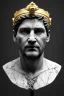 Placeholder: Ultra Realistic image, Roman sculpture, white marble material, young diego Maradona, gold crown of natural thorns, god crown, gold veins, gold ornaments, Renaissance style, sun rays background, waist up portrait, epic, celestial, cinematic lighting, God lights, 4k resolution, smooth details, soft lighting, unreal engine 5, art station, substance 3d.