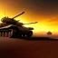 Placeholder: volumetric Wide desert battle view painted by chris foss of Military hovertank from the future, 4k, 8k, Minutiae, highly detailed, render, rivets, hovering, axles, stripes, sunset stormy, nimbus clouds