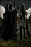 Placeholder: A black castle made out of steel in a chaotic shadow realm designed in ancient Roman mosaics painted by Paul Gauguin