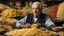 Placeholder: elderly male market trader selling many different types of pasta, showing his head and upper body, perfect eyes, perfect anatomy, exquisite composition, beautiful detailed intricate detailed octane render, 8k artistic photography, photorealistic, soft natural volumetric cinematic perfect light, chiaroscuro, award-winning photograph, masterpiece, raphael, caravaggio, bouguereau