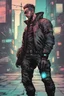 Placeholder: man, cyberpunk, comic book art style