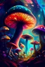 Placeholder: A colorful and dreamy picture, a world full of magic mushrooms, one by one