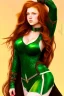 Placeholder: concept illustration, ultra-realistic, super-detailed, strikingly beautiful teen female, 16 years old, long ginger hair, green colored eyes, medium freckles, full lips, full body, full face, b-cup breasts, athletic, centred camera, ignore NSFW, skimpy armor, stern expression