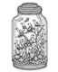 Placeholder: birds on tree life in jar minimalistic, line art, background, vector, svg, coloring book page style, black outline on white background