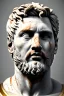 Placeholder: Ultra Realistic image, Roman sculpture, white marble material, Lionel Messi, gold Laurel leaves wreath, renaissance ornaments, chisel style, waist up portrait, epic, celestial, cinematic lighting, God light, god rays, 4k resolution, smooth details, ornate details, soft lighting, unreal engine 5, marble background.