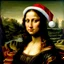 Placeholder: Pintura al oleo de La Monalisa de Leonardo Da Vinci con el gorro de navidad, maximalista, calidad ultra, hiperdetallado, 12k