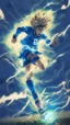 Placeholder: anime soccer player running covered in lightning